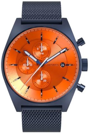 DeTomaso Herrenuhr D10 Chronograph in Blue Bold Orange - Armbanduhr an blauem Mesh-Armband - aus 316L Chirurgenstahl mit einem Quarzuhrwerk & saphirgehärtetem Mineralglas – 43 mm