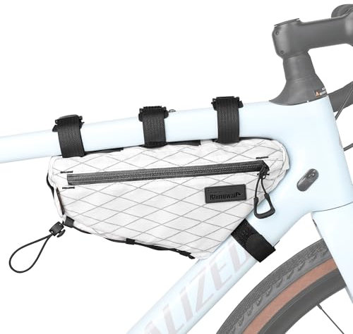 Rhinowalk Fahrradtasche, Fahrradrahmentasche, wasserdichte Fahrrad-Dreieckstasche, Fahrradtasche unter dem Schlauch, professionelles Fahrradzubehör 1,7L (M), Weiß