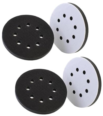 4PCS 5” Sodt Interface Pad, 125mm 8 Holes Hook & Loop for Eccentric Sanders, Polishing Pads for Smoother Finishing, Durable Orbital Sander Pads and Flexible Sanding Sponge for Wood and Metal