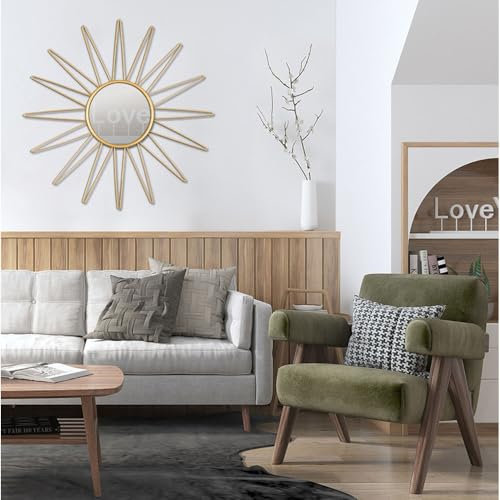 Hosoncovy Decorative Wall Mirror Hanging Home Wall Decoration Ornament for Home Room Hallway Office Garden Decor (B)