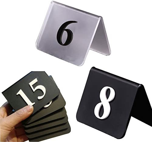 Nummernkarten, Tischnummernkarte aus Acryl, transparent, Schwarze, mattierte Schilder, perfekt für Restaurants, Einrichtungen und Tischnummernkarten für besondere Anlässe (klar, mattiert, 25. Januar