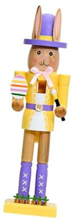 Perfeclan Osterhasen Nussknacker Kaninchen Orament 12.20 Zoll Foto Requisiten Osterdekoration Holznutknacker -Figur für Festliche Feiertags, Gelb