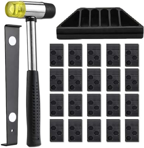 CROWNSHOP Wood Flooring Installation Kit Flooring Pull Bar with 20 Spacers Laminate Flooring Fitting Tools with Tapping Block Pull Bar Mallet Easy to Use and Suitable for Domestic Purposes