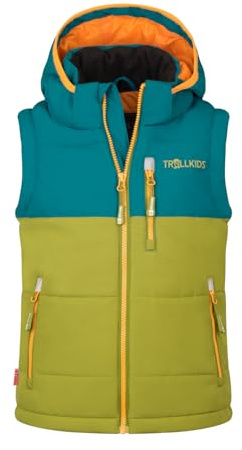 Trollkids Kids Narvik Vest XT | Wasserabweisend, winddicht und atmungsaktiv|Warm und robust|Abnehmbare Kapuze|Drei Taschen
