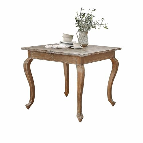 Loberon Tisch Plaish, Ausziehbare Tischplatte, Nostalgischer Stil, mit Antik-Finish, Esstisch, Esszimmertisch, Tannenholz, Pappelholz, braun
