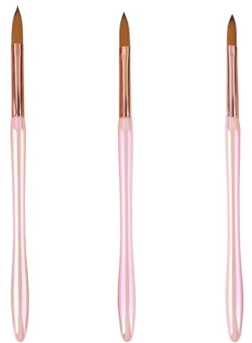 3 PCS Acrylic Nail Brush Set Size 8/10/12 Professional Kolinsky Nail Brushes Glitter Nail Art Brushes Ergonomic Handle Acrylic Nail Art Design Women Gift 3D Nail Carving Nail Polish Brush Manicure Too