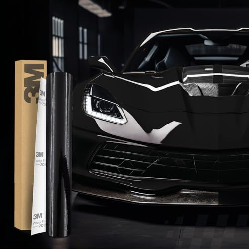 Finest Folia 3M 2080 Film Autocollant pour Car Wrapping pour Voiture Moto Bateau Protection de Peinture 3D avec canaux d'aération (G12 Gloss Black, 100 x 152cm)