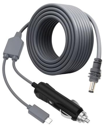 DC Power Cable 2 in 1 Type C Cigar Lighter Adapter to DC Power Cord Mini Dish Antenna Indoor Outdoor Performance IP68 Safe Charging