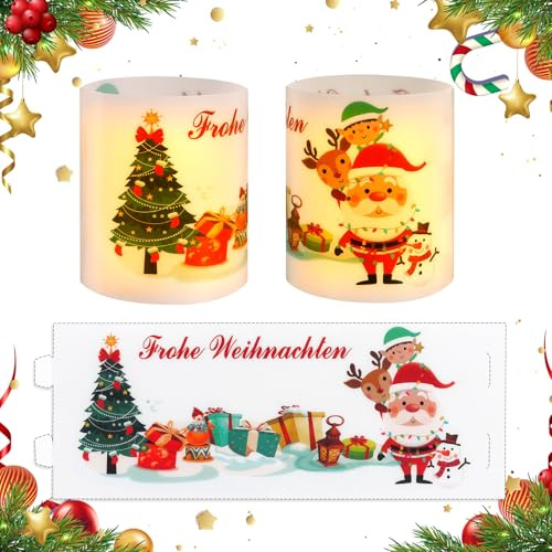Figarge 12 Windlicht Tischdeko Weihnachten Deko Tisch, Frohe Weihnachten Deko Set, Teelichter Lichthülle Tischdeko für Teelichter/Kerzen,Farbig