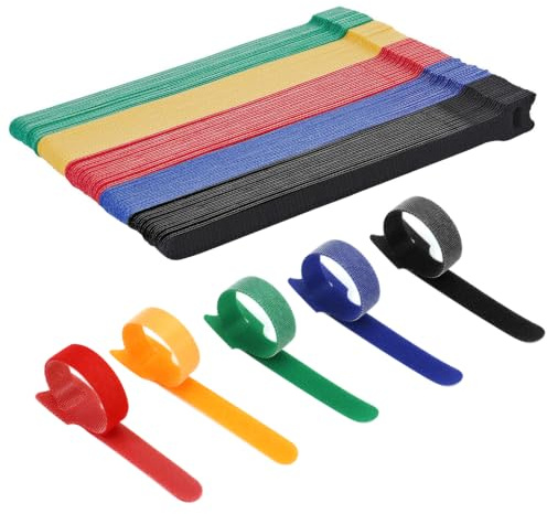 100 Pcs Cable Ties, Adjustable Reusable Hook and Loop Cable Straps, Cable Organiser for Tablet, Laptop, Home Office Wire Management