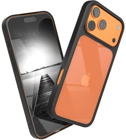 EAZY CASE Clear Hybrid Bumper Hülle kompatibel mit iPhone 17 Pro Max, Handyhülle mit Ultra Aufprallschutz, Stoßfest und Kratzfest, dünne Schutzhülle mit Kameraschutz, Handy Case, Schwarz