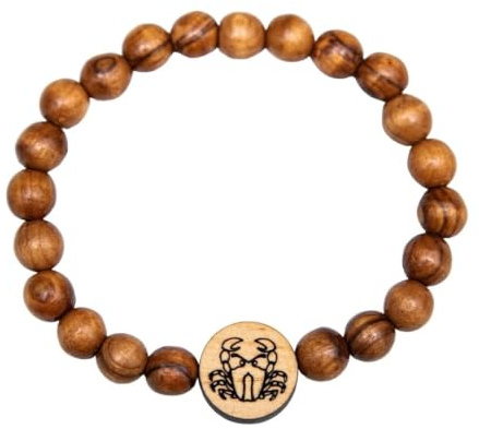 Kassis Olivenholz Armband mit Sternzeichen - Handgefertigtes Holzperlenarmband - Unisex Schmuck - Herren und Damenschmuck