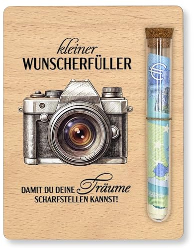 ZUKLA Verpackung für Geldgeschenk Kamera - 13 x 10 cm - mit Reagenzglas - Spardose Kamera - Geschenke für Fotografie Fans