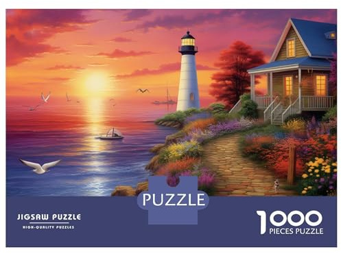 Küstenleuchtturm 1000 Stück DIY Puzzle Rosawaldleuchte Logik-Skill-Puzzle Für Partypuzzle-Spiel, Puzzle-Liebhaber 38x26cm/1000pcs