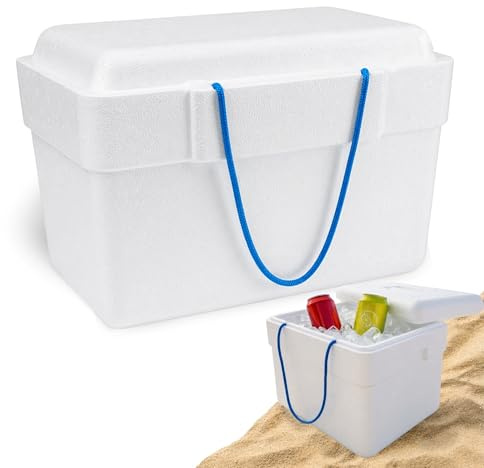 Neveras de Acampada, Nevera de Poliestireno, Nevera Porta alimento con cordón, Ideales para Salidas al Campo, a la Playa, a Fiestas o al Trabajo