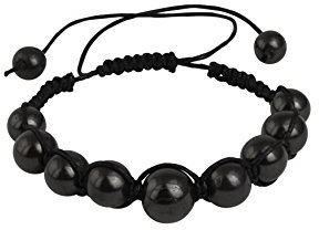 Heka Naturals Shungit Steine Perlenarmband | Handgefertigter Schwarzer Naturkristall-Schmuck für den Chakra-Ausgleich - Spiritueller Kristall-Schmuck - Naturstein Perlenarmband