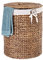 Casa Mina® Wäschekorb mit Deckel D30 x H45cm hoch I Atmungsaktiver Wäschekorb geflochten aus 100% Naturfaser I Robuster Wäschesammler mit Griffen & waschbarem Innensack I Wäschekörbe - Manila