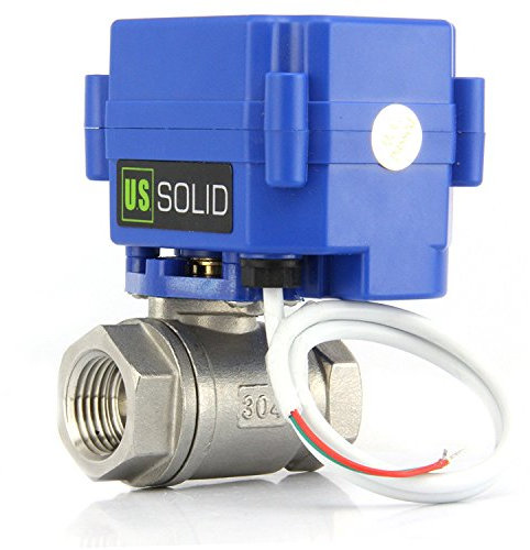 U.S. Solid 1/2 motorisierter Kugelhahn, Edelstahl, elektrischer Kugelhahn, stromlos offen, DN15 mit vollem port, 9–24 V AC/DC, 2 Drähte, automatische Rücklaufeinrichtung