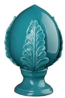 Baroni Home Pumo Pugliese Colorato, Pumo Decorativo in Porcellana Dipinta a Mano, Colore Turchese, Misure 11.5X11.5X18 cm