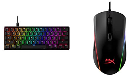HyperX Alloy Origins 60 - Mechanical Gaming Keyboard - Ultra Compact 60% Form Factor – HyperX Red Switch (Linear) -NGENUITY Software Compatible, Black & HX-MC002B Pulsefire Surge - RGB Gaming Mouse