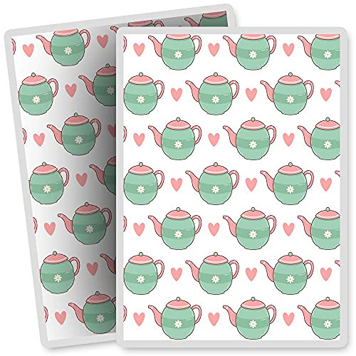 2 x Vinyl Stickers - Rectangle Shape 7x10cm - Cute Teapots Pretty Love Tea Pot Art Print Decal Laptop Tablet Luggage Car Bike Sticker #12418