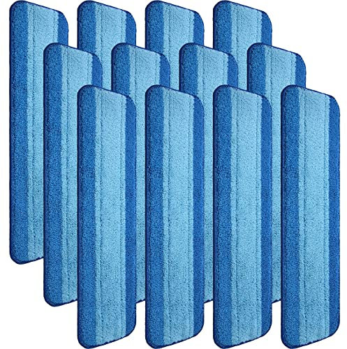 Gandeer 12 Pieces Microfiber Cleaning Pads Compatible with Bona Mop Reusable 18 Inch Replacement Cleaning Pads Washable Refills Replacement Heads for Floor Cleaning