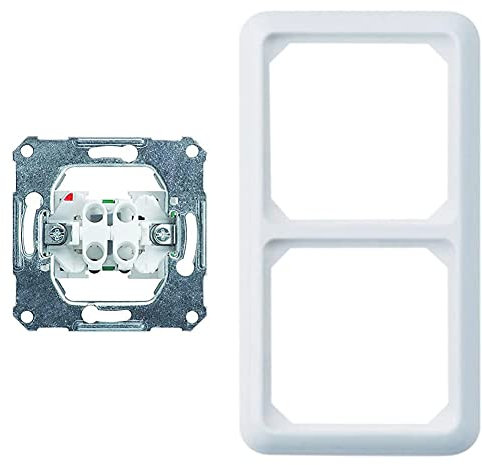 Schneider Electric 111600 1 UP-Universalschalter (Aus-Wechselschalter) Einsatz 10A, Silber Weiß & Elso 204204 Rahmen 2fach Fashion Duro reinweiss Abdeckrahmen, 1 Stück Abdeckrahmen