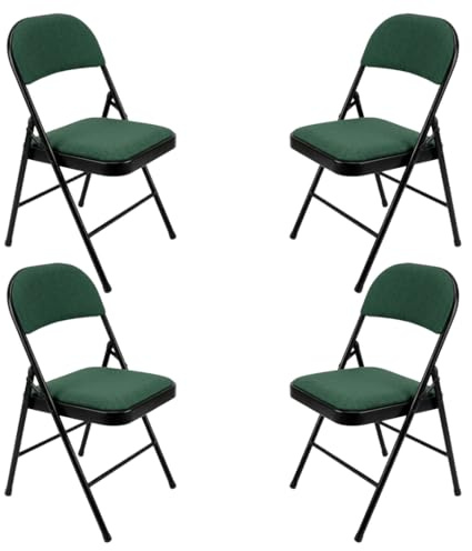 Meta Steel Frame with Fabric Seat Padded Office Work Study Party Dining Folding Chair (4, Green)