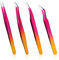 4Pcs Lash Tweezers Set, Stainless Steel Lash Extension Tweezers Four Styles Eyelash Tweezers for Volume Isolation Classic Lashes Smeared False Nails (Gradient Color)