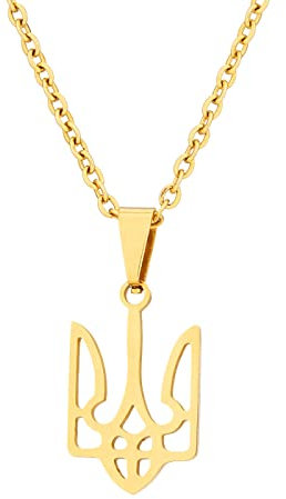 Ukraine Karte Anhänger Halsketten – ethnisches Muster Flagge Region Ukraine Karten Schlüsselbeinkette Halsketten Charm Hip Hop Trendy Schmuck für Damen Herren Pullover Kette, Gold A Stil, 50 cm