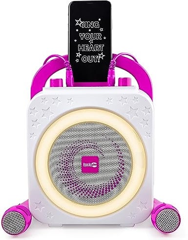 Macchina per karaoke RockJam GRWM con due microfoni - rosa