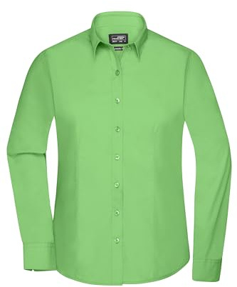 James & Nicholson Damenbluse Poplin Langarm - Taillierte Bluse in pflegeleichtem Materialmix | Farbe: lime-green | Grösse: M