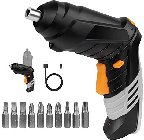 flintronic Akkuschrauber Klein, Mini Akkuschrauber con LED-Licht, 1300mAh Akku Wiederaufladbar, 3,6V Akkuschrauber mit 10 Zubehörteilen und USB Kabel, Ideal zum DIY Anziehen und Lösen von Schrauben