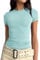 LACOZY Women Y2k Basic Short Sleeve Top Slim Fitted Baby Tee Crewneck Sexy Dupe Crop Top Blouse Aesthetic Light Blue M