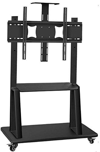 Soporte de televisión de acero inoxidable para televisores de 32 a 70 pulgadas, soporte de piso de TV móvil negro con ruedas Ruedas de hasta 90 kg Altura de inclinación ajustable, Max Vesa 600X400Mm