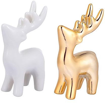 Cabilock 2 Pièces Stockage De Bague Wapiti Figurines De Wapiti Porte-boucles D'oreilles Cerf Figurines De Cerf De Noël Porte-bijoux En Bois De Cerf Abeille Souvenir Blanche Céramique