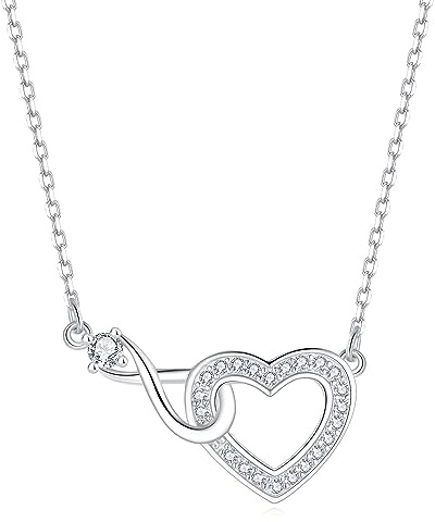 Jrêveinfini Unendlichkeits Halskette Damen 925 Silber mit Anhänger, Herz Infinity Schmuck für Frauen mit Geschenkbox, Geschenk zu Weihnachten, Valentinstag, Muttertag & Geburtstag