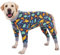 Axcimond Hundebody: Postoperativer Genesungsanzug & Wundschutz für Hunde - Dinosaurier-Muster, Blau, XL