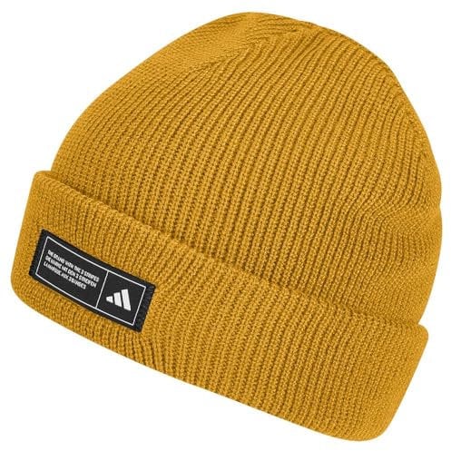 adidas Unisex Essentials Cuffed Beanie, Active Gold/Black/White, XXS