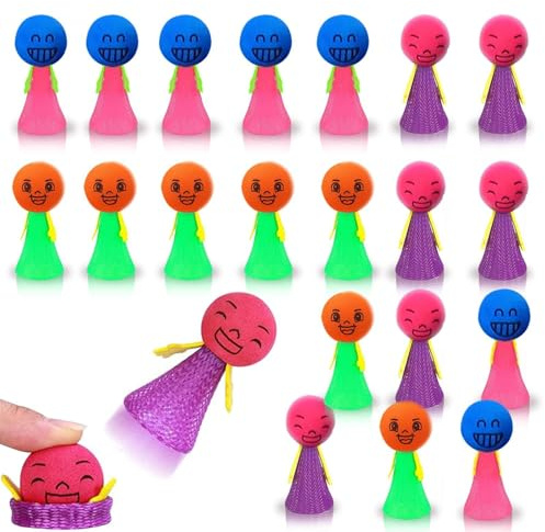 20 Stück Emoji Feder Springendes Spielzeug Kinder,Jumping Spielzeug Hüpfbälle Emoji Puppen Stressabbau Spielzeuge für Kindergeburtstag Partyzubehör Mitgebsel Weihnachten Gastgeschenk