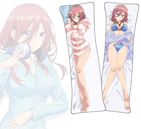FDSAD Anime Kissenbezüge The Quintessential Quintuplets Nakano Miku Dakimakura kurzer Plüschstoff doppelseitiger Anime Körper Kissenbezug