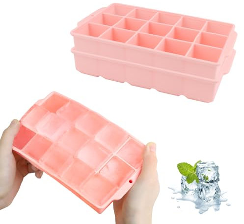 JOPHEK Eiswürfelform, 2 Stück 30 Fach Silikon Eiswürfelschale, Große Quadratische Eiswürfel 3.5cm für Cocktails Whisky Wein Obst Fruchtpürees Eiscreme Eistee