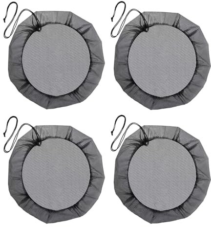 4Pcs Red para Barril de Lluvia, 95CM Red para depósito de Agua de Lluvia, Red para Barril de Lluvia con Cuerda de Tracción para Mosquitos y Hojas(Negro)