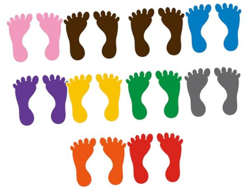ifundom 10 Paar Fuß Aufkleber Wasserdichte Fußabdruck-aufkleber Mit Sozialem Abstand Und Fußabdruck Farbige Bunte Boden Kind Angebracht Pvc