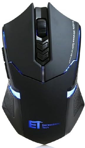 Souris de Jeu 7 Boutons Souris Gaming LED Optique 2400 DPI ET X-08 Noir-Bleu 2.4Ghz