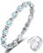 Vicmag Damen Titanstahl Ultral-Festigkeit magnetisch Geschenk 3500 Gauss starken Magnet für Damen mit Entfernungswerkzeug(Hellblaue Rundkristall)