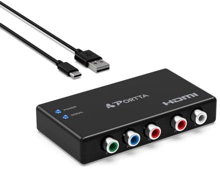 Convertitore da componente a HDMI, adattatore PORTTA da YPbPr a HDMI, supporta 1080p 60Hz, compatibile con PS2, PS3, Xbox 360, DVD, Wii, HDTV, monitor, proiettore (senza spina)