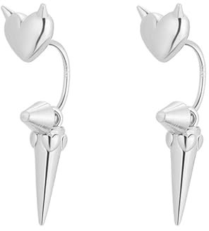 Stilvolle Persönlichkeit Gothic Ohrknochen Nagel Mode Teufel geflügeltes Herz Ohrschmuck Nagel zarte Ohrstecker Zubehör Charm