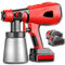 NYANS Pulverizador de Pintura Inalámbrico, Pulverizador de Pintura, con Flujo de Aire Ajustable y Motor de 850W, Recipiente de 800ml, para Pintar el Hogar, Pulverizador de Tinte,2*Battery