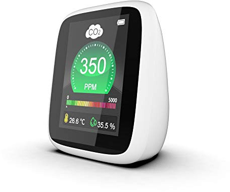 Détecteur de CO2 - Moniteur de qualité de l'air intérieur 5 en 1 - Avec alarme, testeur de dioxyde de carbone, température et humidité - Pour tentes, maison